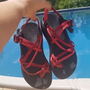 Custom red Chacos. GREAT condition